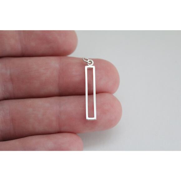 Sterling Silver Medium Openwork Bar Charm, Sterling Silver Openwork Bar Charm - Picture 1 of 4